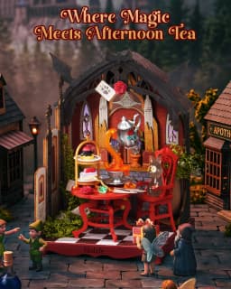 Rolife Wooden 3D Puzzle Toys - Rosa Salon DIY Miniature Dollhouse Model Building Kit with LED Light for Home Decor Holiday Gift for Adults Teens