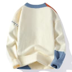 Men Knitted Jumpers Patchwork Sweater O Neck Pullovers Spliced Long Sleeve Jumper Slight Strech Standard Wool 2024 Casual