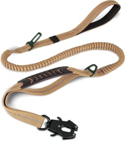 Heavy Duty Dog Leash with Elastic Bungee, Shock Absorption, Safety Clip Included, Medium and Large Dogs