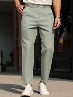 Men's Slim Fit Straight Leg Multicolor Solid Color Casual Pants Versatile All Seasons Fashionable Comfortable Daily Wear