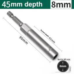 8mm-19mm Impact Socket Adapter 90mm Length Deepen Power Nut Driver Drill Bit Set for Power Tools 6.35Mm Hex Shank Quick Adapter