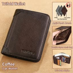 GERUOLA Slim RFID Shielded Genuine Leather Wallet for Men-Multifunctional ID & Credit Card Holder Dark Brown with Embellishments