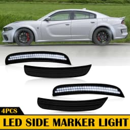 For Dodge Charger 2015 2016 2017 2018 2019 2020 2021 2022 Front Rear Bumper LED Side Marker Lights Smoked Tail Turn Signal Light