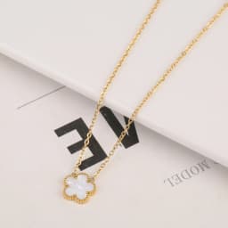 Double Sided Hot Selling 15mm Plant Five Leaf Flower Plum Blossom Pendant Necklace For Women's Stainless Steel Clover