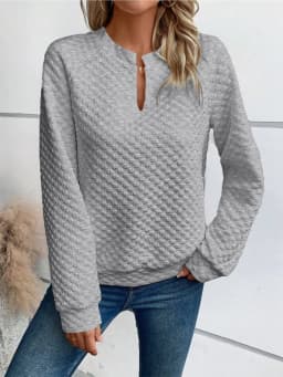 Casual Patchwork Slim Fit Hoodie with Regular Sleeve Elegant Commuter Mid Length Pullover Autumn Long Sleeve V Neck Women Hoodie