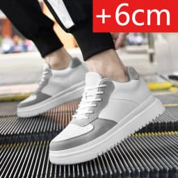 New Height Increasing Shoes for Men 10cm Invisible Elevator Sneakers White Leathe Sport Zapatillas De Hombre Big Size 46