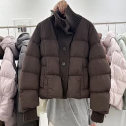 Winter Knitted Splicing Cotton Jacket For Women Korean Fashion Single Breasted Thicken Coat Casual Simple Female Warm Overcoat