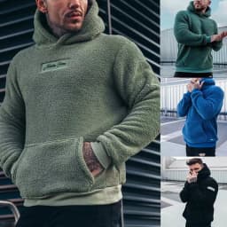 Men O-neck Plush Hoodies Soft Solid Letter Print Male Casual Basic Flannel Warm Comfort Vintage Clothing For Man Sweatshirts