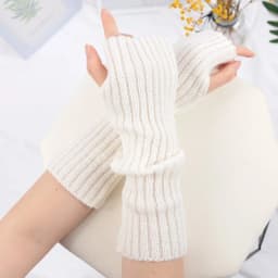 Winter Women's Knitted Fingerless Arm Sleeves Gothic Style Striped Arm Warmers Girls Harajuku Y2K Fashion Wrist Gloves