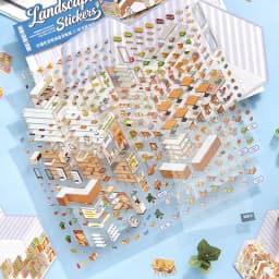 Mr. Paper Shop Management Stickers 4pcs - 2.0 Oversize 3D Design, Storage Diorama Journal, Creative Fun Decals DIY Scrapbooking