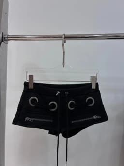 Retro Spice Girl Style Grey Zipper Drawstring Shorts Design Sense Low Waist Hip Wrap A Word Super Shorts