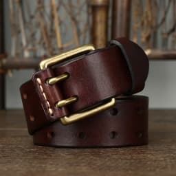 3.8cm Cowskin Genuine Leather Brass Copper Double Needle Pin Buckle Luxury Thick Retro High Quality Belt Men Jeans Designer Belt