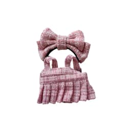 15/17cm LABUBU Doll Tweed Outfit With Headband Set For Gen1 2 3 Labubu Clothing Accessories Sitting Party