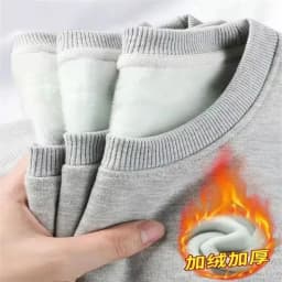 600G Cotton Plush Thickened Sweatshirt Thin Plush Heavyweight Solid Round Neck Sweater Autumn Winter Warm Sweater