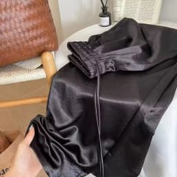 Elegant Acetate Satin Wide Leg Pants Women's Summer New High Waist Elastic Texture Drape Casual Straight Long Trousers