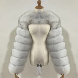 BEIZIRU Women's Real Fur Coat Silver Fox Red Fox Two Sleeve 60CM Length Naked Fashion