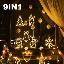 Christmas LED Light Snowflake Santa Hanging Sucker Lamp Window Ornaments Decoration for Home Xmas Navidad 2024 New Year Decor