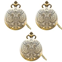 Retro Charm Neutral Fashion Double Headed Eagle Carving Quartz Pocket Watch Steampunk Men's and Women's Necklace Pendant Gift