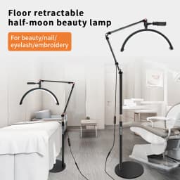 Andoer HD-M2X 20W Floor LED Video Light Half-moon Shaped Fill Light 3000K-6000K Dimmable with Metal Light Stand Phone