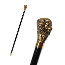 Black Gold Lion Head Handle Detachable Beech Wood Walking Cane Elegant Vintage Walking Stick Men Women Cosplay Decorative Use