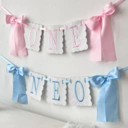 Bowknot One-Year-Old Birthday Cap Embroidery Lace Edge First Birthday Garland Pink Blue Ball Birthday Hat First Birthday