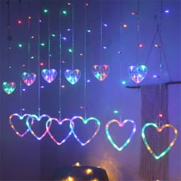 LED Romantic Heart Shaped Curtain String Lights 8 Modes Christmas Fairy Lights Garland for Home Garden Wedding Party Decoration