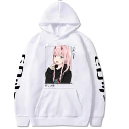 Harajuku Anime Darling In The Franxx Zero Two Graphic Print Hooded Men Women Hoodies Casual Sweatshirt Female Trendy Pullover