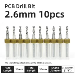 TOOLEYE 10pcs PCB Drill Bit Set Micro Drills Printed Circuit Board 1/8" Shank Mini CNC Drill Bits 0.1-3.175mm Drilling Tools