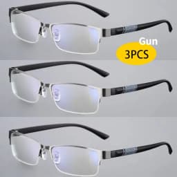 3PCS Anti Blue Reading Glasses Men Half-frame Glasses Business Style Male Eyeglasses For Old People Glasses With Grade +100~+400