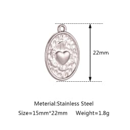 3pcs Stainless Steel Irregular Geometry Heart Charms For Jewelry Embossed Gold Color Plated DIY Earring Necklace Making Supplies