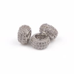 3pcs Micro Pave Zirconia Beads Round Geometry Metal Cubic Zircon Beads for DIY Bracelet Necklace Design Jewelry Crafts Making