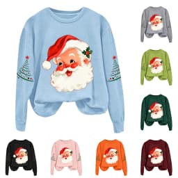 Cute Women's Christmas Santa Long Sleeve Sweatshirt Without Hat Fall Fashion