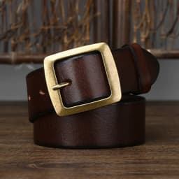3.8cm Width Thick Retro Cowhide Genuine Leather Belt For Men Solid Brass Copper Pin Buckle Belts Male Strap For Jeans