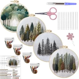 Nature Scenery Embroidery Kit for Beginners with Pattern Needlepoint Starter Kits for AdultsEmbroidery Set