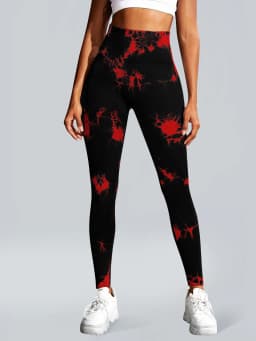 Women's Tie Dye Seamless High-Waisted Yoga Pants Tummy Control Belly Band Pants Comfortable Stretchy Leggings for Women