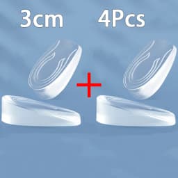 1Pair Men's and Women's Height Increasing Insoles Invisible Elastic Heel Pads Silicone Shock Absorbing Insoles