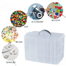 Stackable Organizer Box with Dividers 3-Tier Craft Storage Container for Art Supplies, Beads, Washi Tapes, Jewelry Accessories