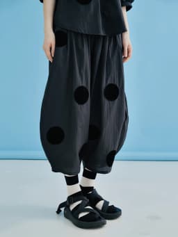 IMAKOKONI original design black polka dot thin style wide leg pants summer casual loose women's pants nine points pants