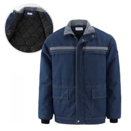 Men's Denim Workwear Cotton Jacket Winter Welding Flame Retardant Thickened Fleece Wear Resistant Cotton Coat