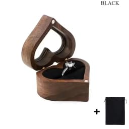 1PCS Free Engraving Custom Love Heart Shaped Walnut Wood Ring Box for Wedding Ceremony Jewelry Box Storage Proposal Wedding Gift