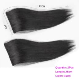 2Pcs Synthetic Short Straight Pad Invisible Hair Extension Lining of Hair Top Side Cover Hairpiece for Women