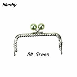 1 Piece 10.5 CM Candy Pearl Head Square Silver Metal Purse Frame Kiss Clasp Lace DIY Bag Accessories