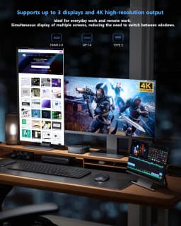 NIPOGI Mini PC with AMD Ryzen 7 7735HS 16GB LPDDR5 512GB M.2 SSD Mini Gaming PC with USB Type-C Supports Triple 4K Display