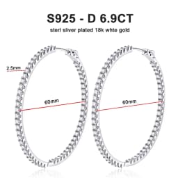 KNOBSPIN D VVS All Moissanite Earring 925 Sterling Silver Plated 18k White Gold with GRA Wedding Diamond Hoop Earrings for Women