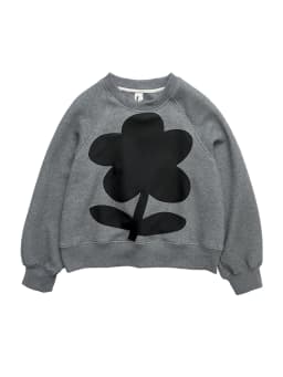 imakokoni Grey Large Flower Print Crew Neck Sweatshirt Tops Women's Hoodies & Sweatshirts Casual Female Clothing for Women