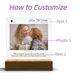 Personalized Custom Photo Text 3D Acrylic Lamp Customized Bedroom NightLight for MOM DAD LOVE Family Friend Birthday Day Gift