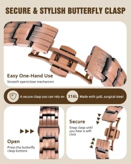 ARADOO Premium Copper Bracelet for Men with Strength 5000 Gauss Magnets Titanium Steel Wristband Jewelry Gifts