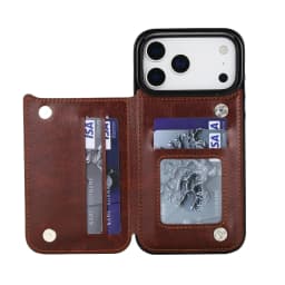 For iPhone 18 Pro/17 Pro Max/17eAir Wallet Case With Card Holder,PU Faux Leather Kickstand Card Slots Case,Double Magnetic Clasp