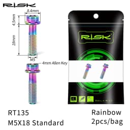 RISK 2PCS M5*18mm Bike Stem Handlebar Fixing Titanium Ti Bolts Fixed Screws Hollow Lightweight for MTB Bicycle Seat Post Clamp