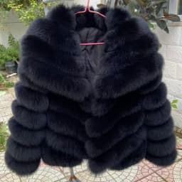 QUEENTINA Winter New Women's Real Fox Fur Coat With Collar Overcoat Leather Female Natural Plus Size